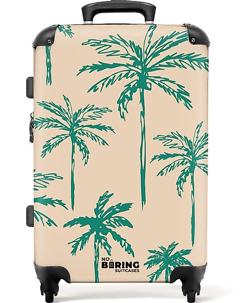 NoBoringSuitcases.com© Hartschalen-Trolley Beige mit grünem Palmendruck günstig online kaufen