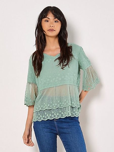 Apricot Klassische Bluse Embroidered Cotton Mesh Top, (1-tlg) mit Stickerei günstig online kaufen