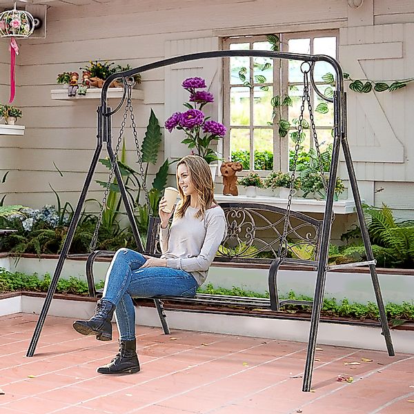 Outsunny Gartenschaukel für 2 Personen, Hollywoodschaukel aus Metall in Bro günstig online kaufen