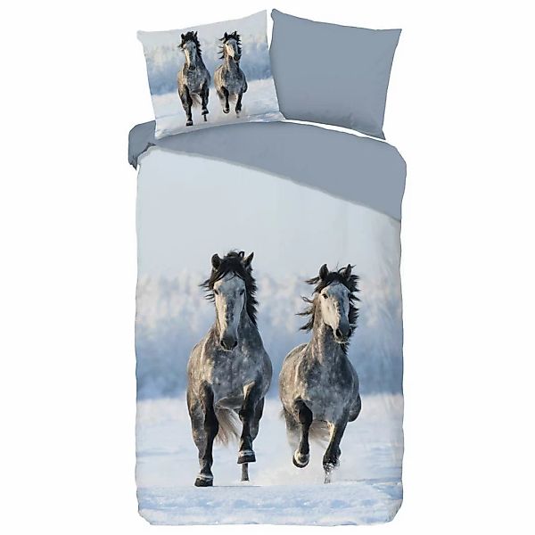 good morning Kinderbettwäsche »Snowhorsesss«, Biber, 135x200, Winter, Warm, günstig online kaufen