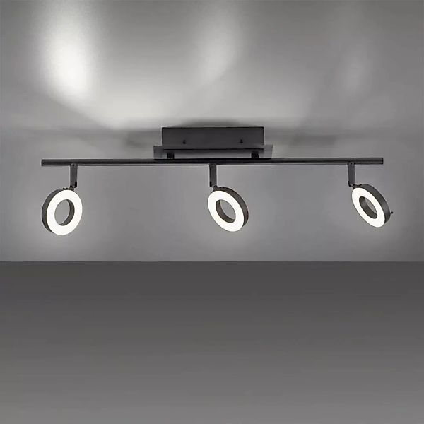 LED Deckenleuchte Sileda in Schwarz 3x 6,4W 2550lm IP44 günstig online kaufen