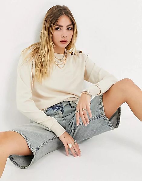 Vero Moda – Pullover mit Rundhalsausschnitt in Creme-Weiß günstig online kaufen