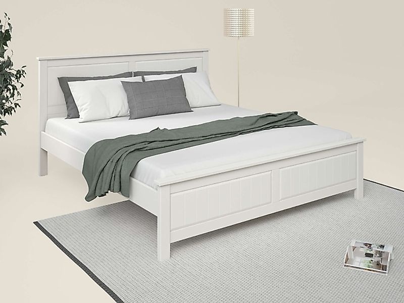 OTTO home Massivholzbett »Northwood, Landhausstil, mit Lamellen und Kassett günstig online kaufen