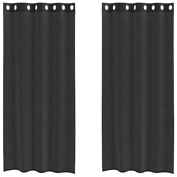 vidaXL Voile Vorhänge mit Ösen 2 Stk Schwarz 140x245 cm 4102062 günstig online kaufen