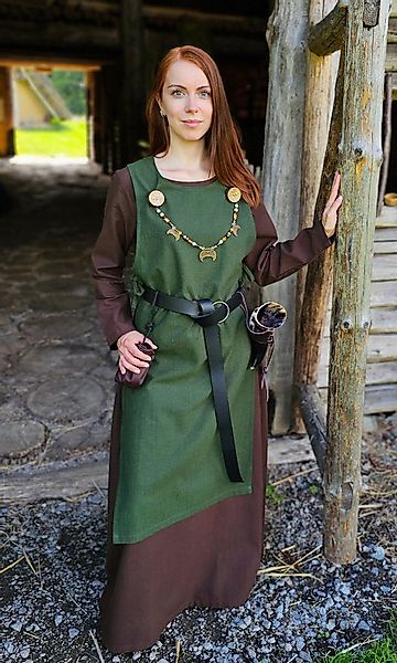 Vehi Mercatus Burgfräulein-Kostüm Klassisches Wikinger Überkleid grün "Lykk günstig online kaufen