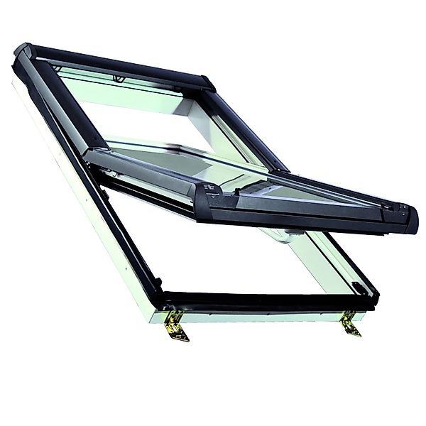 Roro Dachfenster KB3.1 VSG Kunststoff 74 cm x 140 cm Weiß-Anthrazit günstig online kaufen