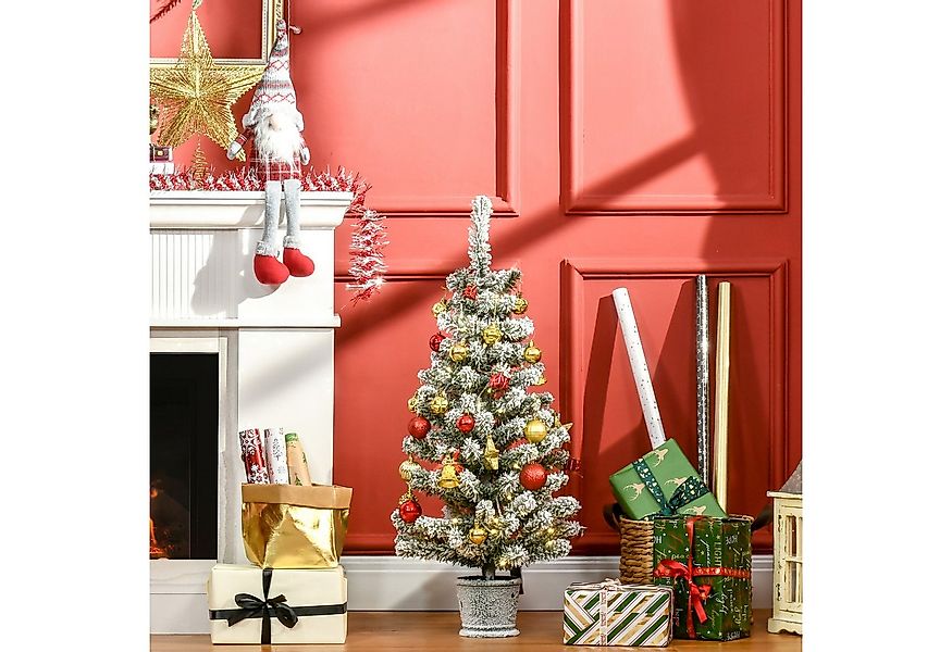 HOMCOM Künstlicher Weihnachtsbaum 90 cm, mit LED-Leuchten, 116 Spitzen, Kun günstig online kaufen