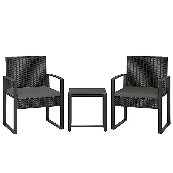 Outsunny Rattan Bistroset, 3 teiliges Gartenmöbel-Set mit 2 Gartenstühlen, günstig online kaufen