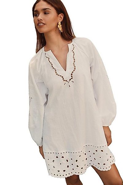 Next Sommerkleid Langarm-Minikleid mit Lochstickerei, Kurzgröße (1-tlg) günstig online kaufen