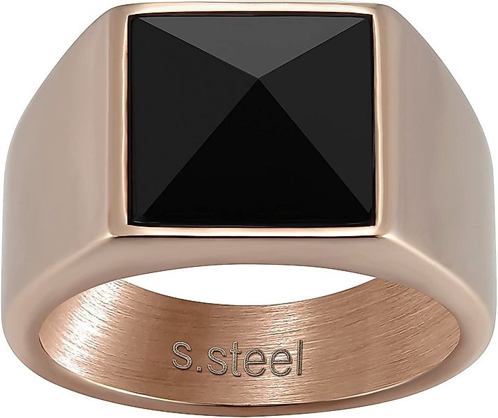 Karisma Fingerring Männer Edelstahl 316L Roségold Herrenring - Schwarzer St günstig online kaufen