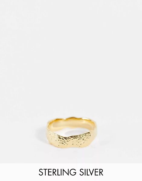 ASOS DESIGN – Mit 14 Karat vergoldeter Ring aus Sterlingsilber mit Schmelze günstig online kaufen