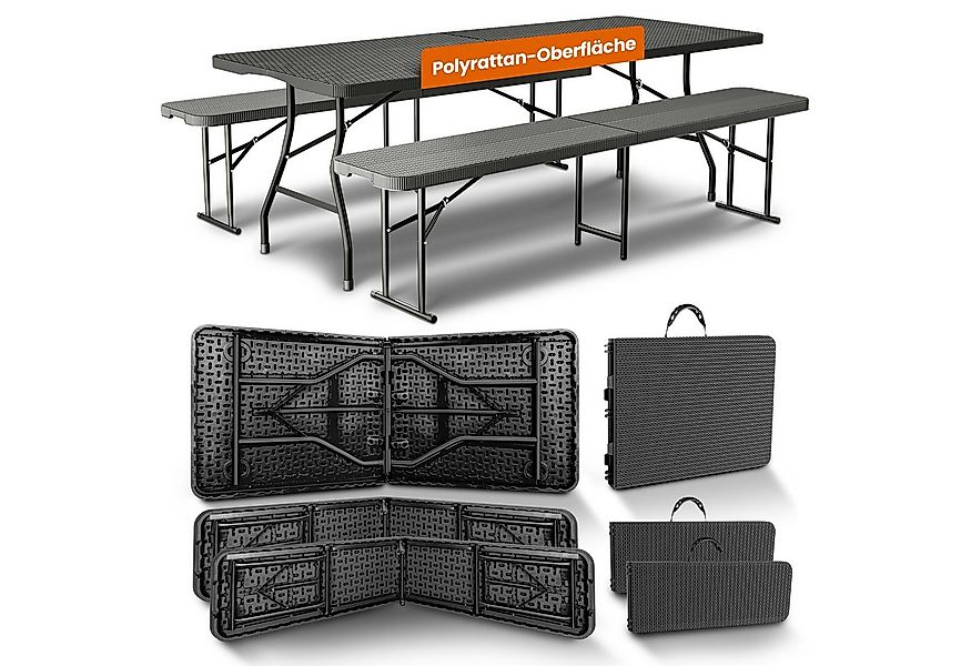 NewHabitat Bierzeltgarnitur Klappbar, Polyrattan Bierbank, Biertisch Set, B günstig online kaufen