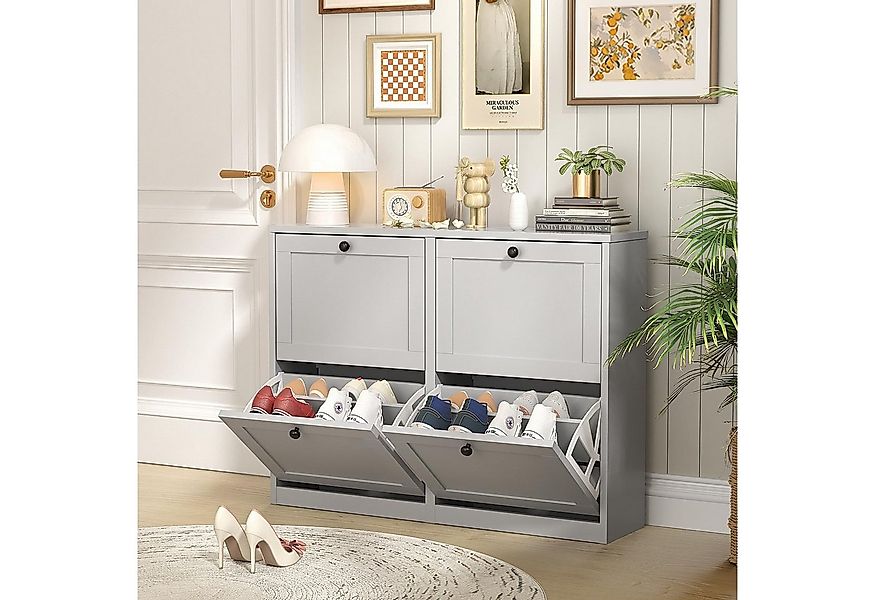 VOWNER Schuhschrank schmaler Schuhregal, Schuhkipper, mit 4 Klappenfächern, günstig online kaufen