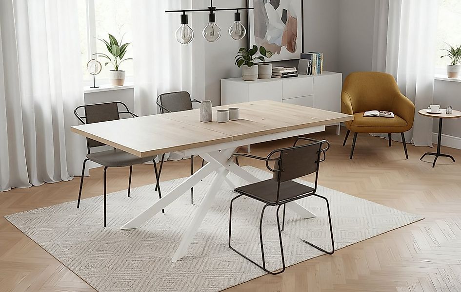 B&D home Esstisch LARS, Metallgestell schwarz oder weiß, ausziehbar 120-160 günstig online kaufen