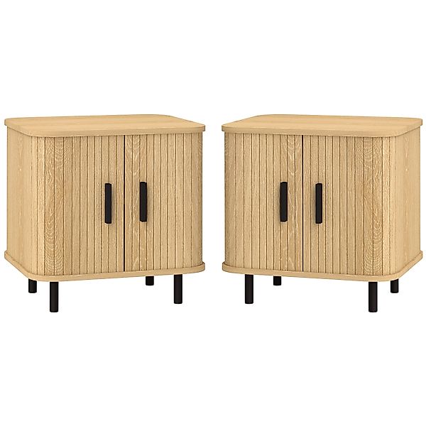 HOMCOM Set 2 Nachttische im skandinavischen Stil mit 2-stufigem Regal und R günstig online kaufen