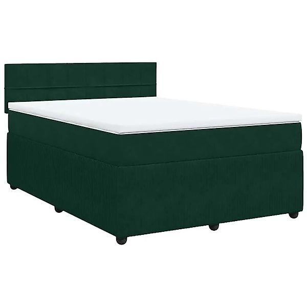vidaXL Boxspringbett mit Matratze Dunkelgrün 140x190 cm Samt 3287737 günstig online kaufen