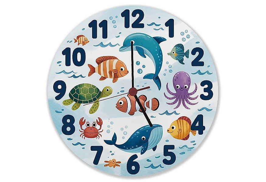 speecheese Wanduhr Meerestiere Aquarellstil Kinder Wanduhr aus MDF günstig online kaufen