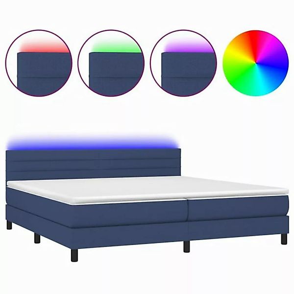 vidaXL Boxspringbett Boxspringbett mit Matratze LED Blau 200x200 cm Stoff B günstig online kaufen