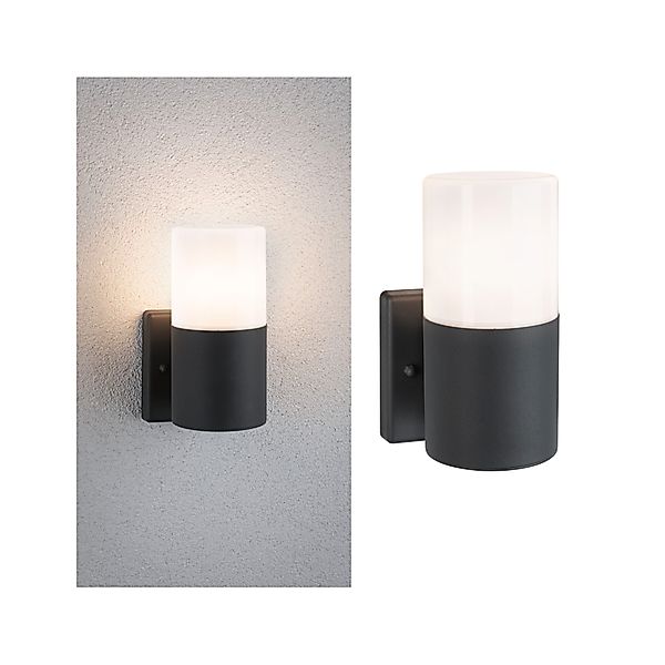 Paulmann "Außenwandleuchte Tubs IP44 rund 105x175mm max. 15W 230V Grau matt günstig online kaufen