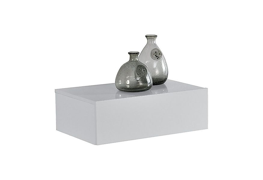 en.casa Nachtschrank »Oslo« Wandboard mit Schublade 46x30x15cm Weiß Hochgla günstig online kaufen