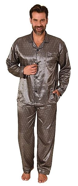 Normann Pyjama Herren Satin Pyjama, durchknöpfbarer Schlafanzug in Minimal- günstig online kaufen
