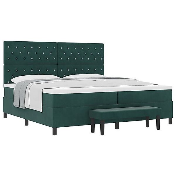 vidaXL Bett Boxspringbett mit Matratze & Bank Dunkelgrün 200x200 cm Samt (2 günstig online kaufen