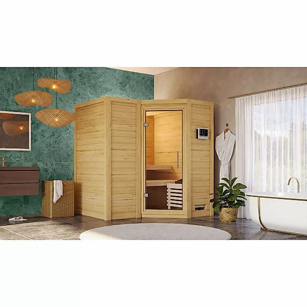 Woodfeeling Sauna Steena 1, Ofen, externe Steuerung Easy, Glastür günstig online kaufen