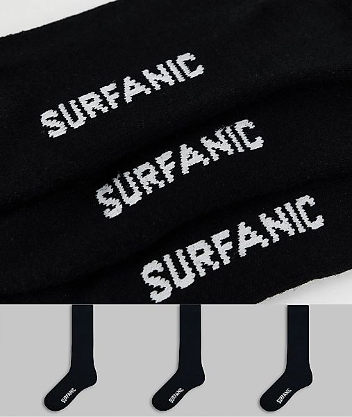 Surfanic – Pro Tech – 3er-Pack schwarze Skisocken günstig online kaufen