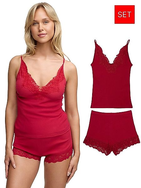 Tazzio Shorty Nachtwäsche-Set F909 (Set, 2 tlg) Ripp-Optik mit Spitzen-Deta günstig online kaufen