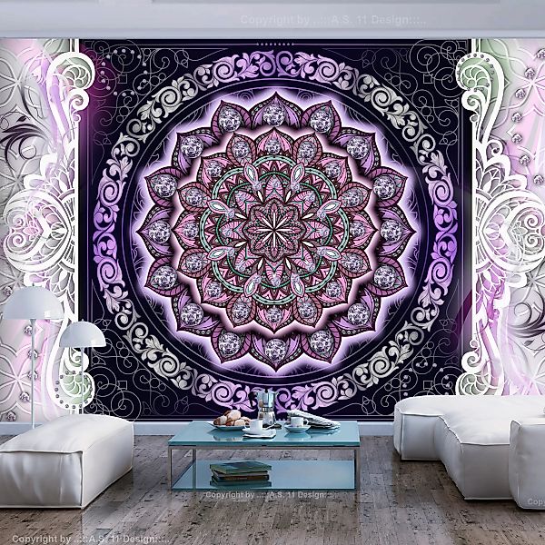 Selbstklebende Fototapete - Round Stained Glass (violet) günstig online kaufen