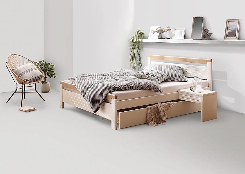 OTTO home Massivholzbett ""CAPRE" im skandinavischem Landhausstil" mit Roll günstig online kaufen