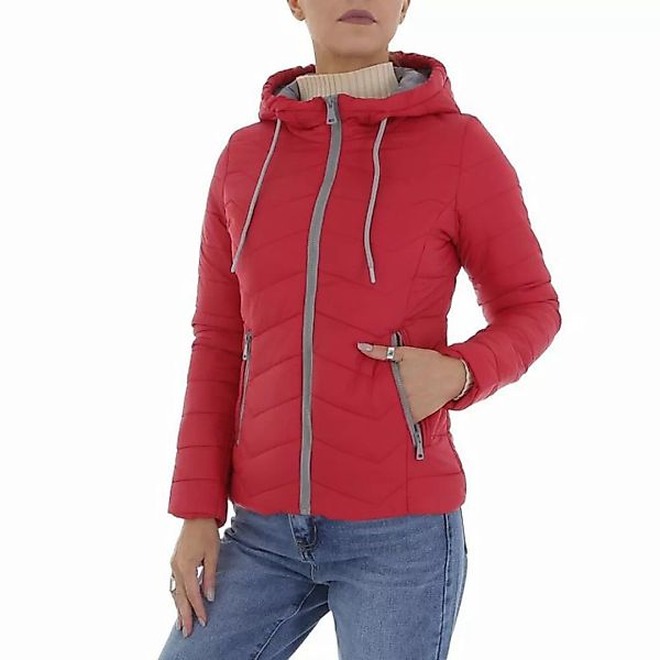 Ital-Design Steppjacke Damen Freizeit Kapuze Gefüttert Übergangsjack in Rot günstig online kaufen