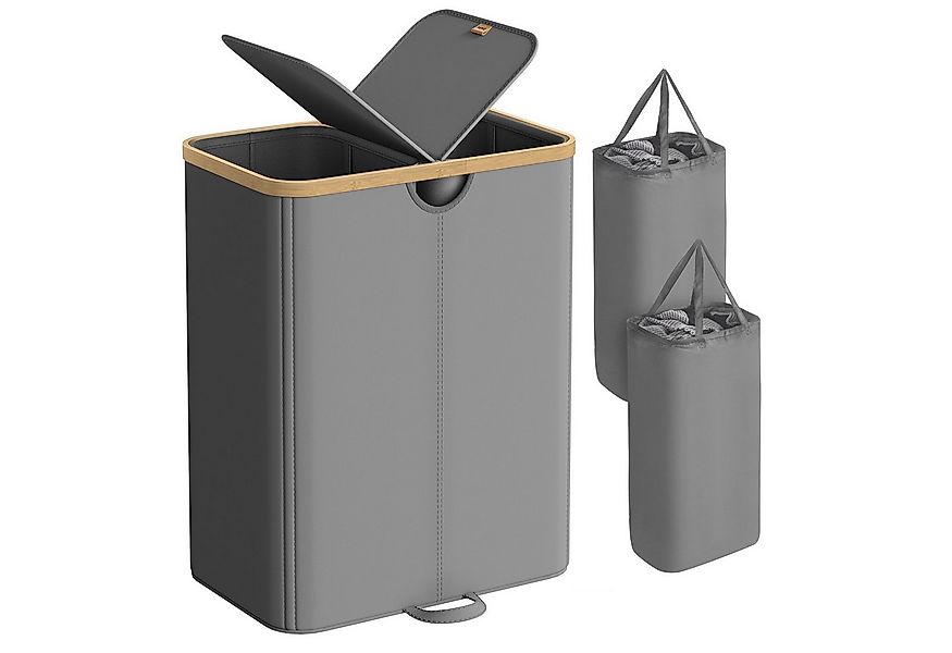 SONGMICS Wäschekorb, 2 Fächer,150 Liter,mit Deckel,herausnehmbarer Wäschesa günstig online kaufen
