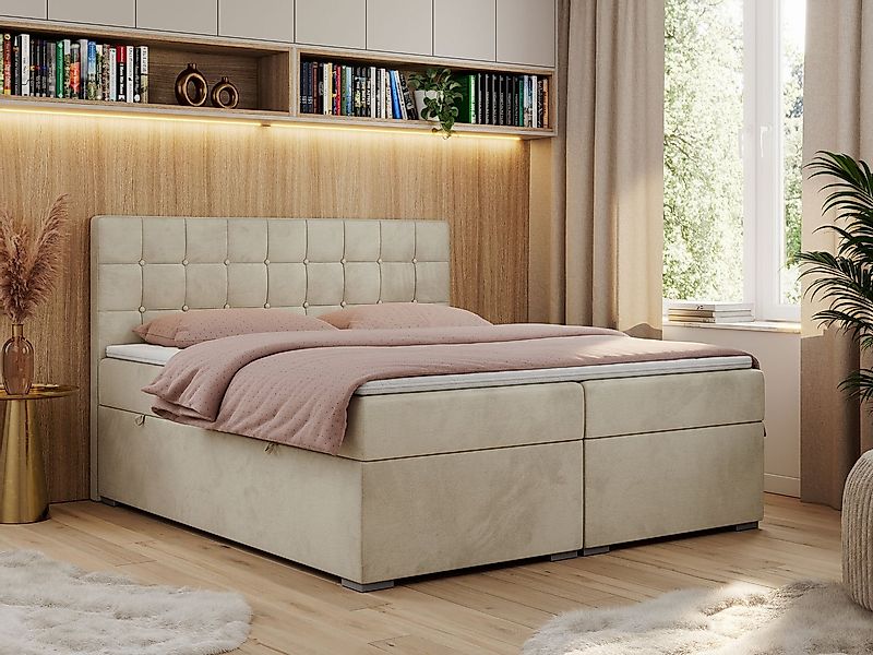 MKS MÖBEL Boxspringbett CARMEN (Set, Packung, T30-Schaum, Topper T25, Kopfs günstig online kaufen