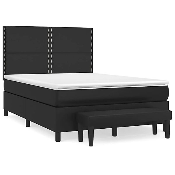 vidaXL Boxspringbett mit Matratze Schwarz 140x200 cm Kunstleder 3137605 günstig online kaufen