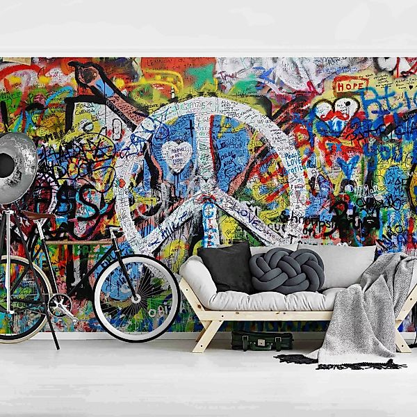 Fototapete Graffiti Wall Peace Sign günstig online kaufen