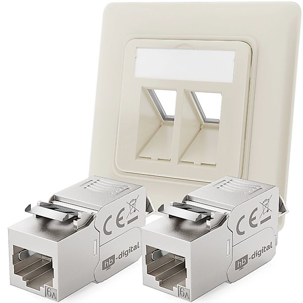 hb-digital Netzwerkdose Unterputz Einsatz 2 Port mit 2x Keystone Modul CAT günstig online kaufen