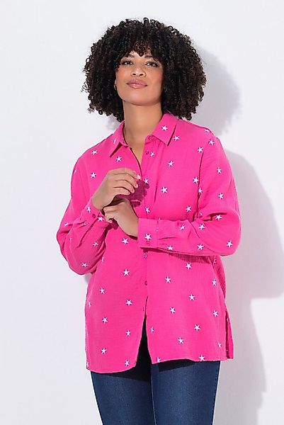 Angel of Style Hemdbluse Musselin-Bluse oversized Sternen-Stickerei günstig online kaufen