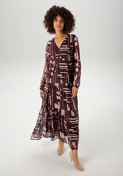 Aniston CASUAL Maxikleid, mit trendfarbigem, grafischen Muster - NEUE KOLLE günstig online kaufen