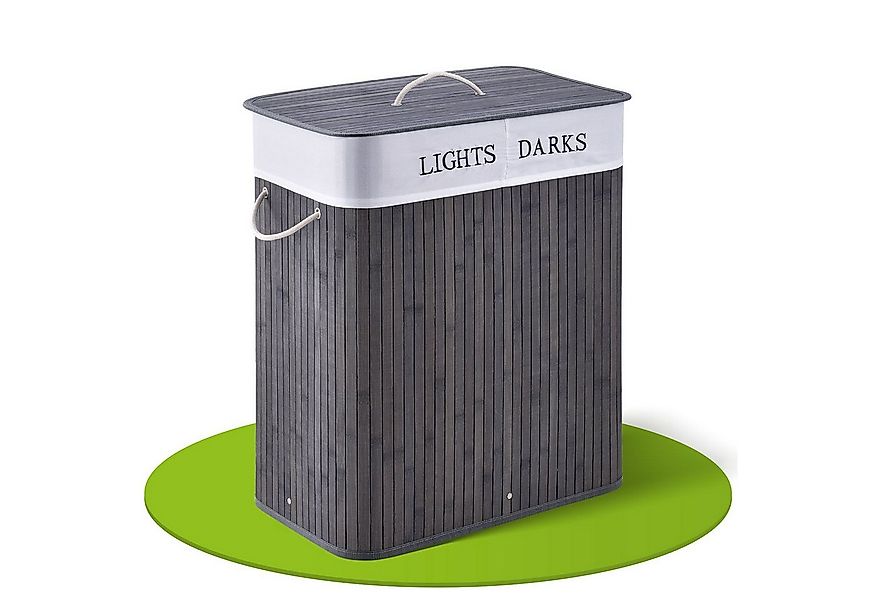 Juskys Wäschekorb Curly 100 L, 100 l, 2 große Fächer, mit Tragegriffe, Deck günstig online kaufen