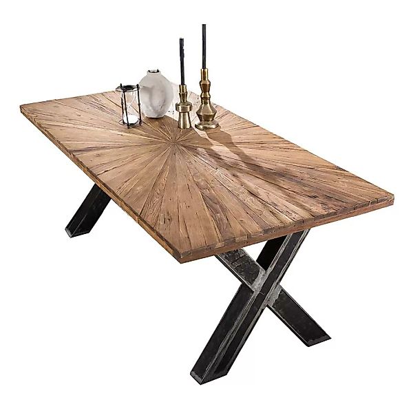 Design Esszimmer Tisch aus Teak Recyclingholz und Eisen Loft Style günstig online kaufen