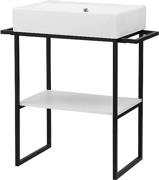 welltime Waschtisch Stockholm, Badmöbel Metalloptik inkl. Becken, Breite 60 günstig online kaufen