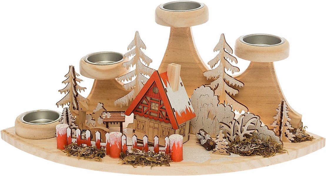 my home Teelichthalter "Weihnachtsdeko", (1 St.), Winterlandschaft aus Holz günstig online kaufen