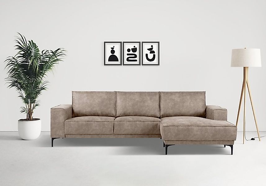 Places of Style Ecksofa »Polsterecke Oland, Struktur, Flachgewebe, Luxus-Mi günstig online kaufen