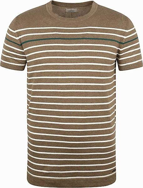 Dstrezzed T Shirt Contrast Streifen Braun - Größe L günstig online kaufen