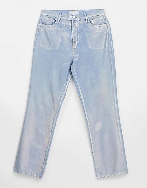 Topshop – Kort – Jeans in Silber günstig online kaufen