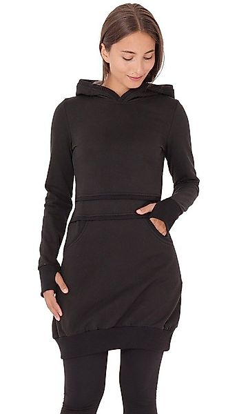 PUREWONDER Sweatkleid Kapuzenpullover-Kleid Hoodie Einfarbig dr19 Schwarz L günstig online kaufen