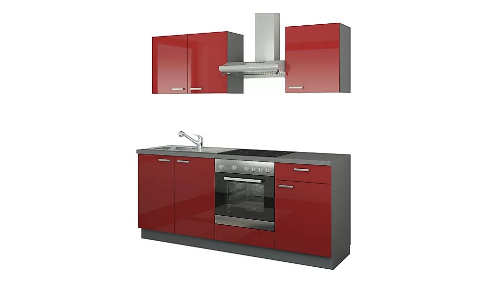 Küchenzeile mit Elektrogeräten  Binz ¦ rot ¦ Maße (cm): B: 200 Küchen-onlin günstig online kaufen