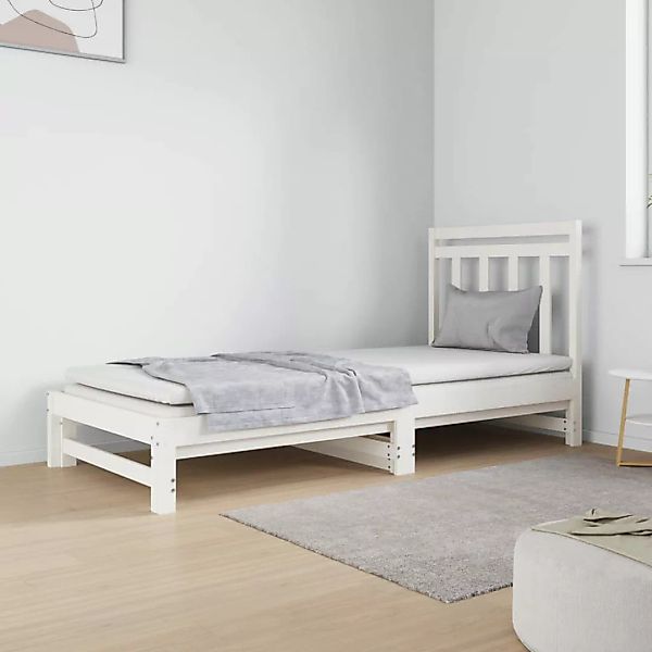 Vidaxl Tagesbett Ausziehbar Weiß 2x(90x190) Cm Massivholz Kiefer günstig online kaufen