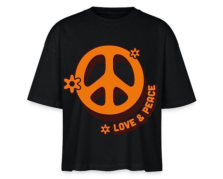 Spreadshirt T-Shirt Love And Peace Retro Hippie Style Design Y2K Boxy Shirt günstig online kaufen